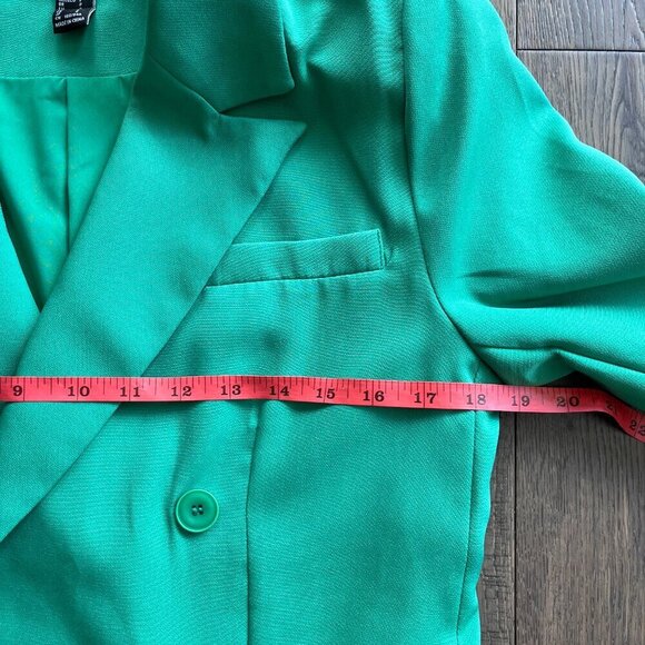 Forever 21 Green Pantsuit Set Blazer & High Rise Trousers Size S Chic Workwear - Picture 5 of 14
